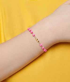 KID’S GOLD PINK BEADS BRACELET