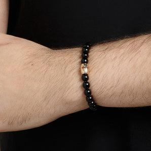 GOLD CROSS BEADED BRACELET - 7CM (2.8IN)