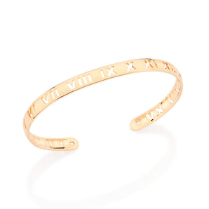 GOLD MEN'S ROMAN NUMERALS CUFF BRACELET