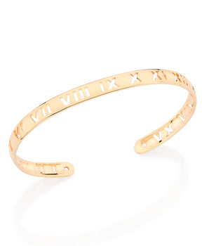 GOLD MEN'S ROMAN NUMERALS CUFF BRACELET