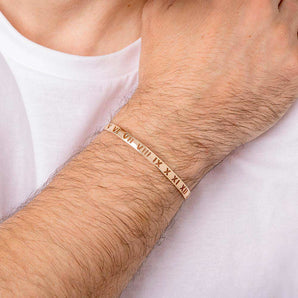 GOLD MEN'S ROMAN NUMERALS CUFF BRACELET