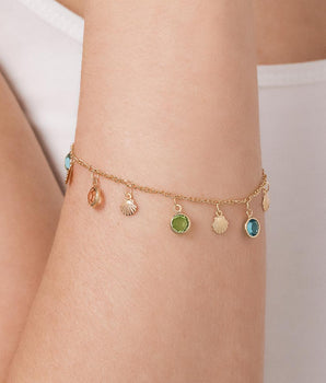 GOLD PLATED SHELL CHARM BRACELET