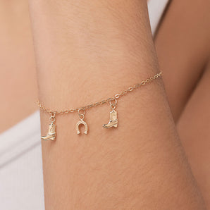 GOLD COWGIRL CHARM BRACELET