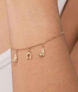 GOLD COWGIRL CHARM BRACELET