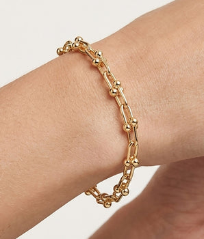 18K GOLD PLATED BEADED BRACELET