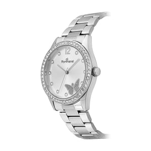 SILVER SOCIAL ANALOG WATCH WITH BUTTERFLY