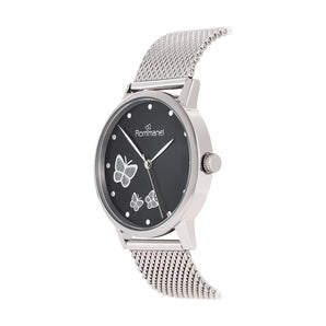 SILVER SOCIAL ANALOG WATCH WITH BUTTERFLIES