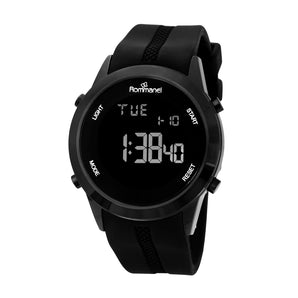 BLACK DIGITAL LCD WATCH WITH SILICONE STRAP