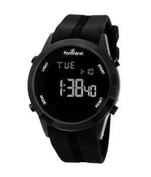 BLACK DIGITAL LCD WATCH WITH SILICONE STRAP