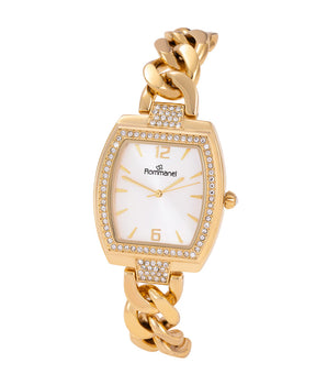 GOLD SOCIAL ANALOG WATCH WITH CRYSTALS