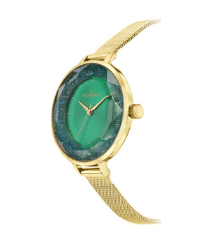 GOLD EMERALD FACE ANALOG WATCH