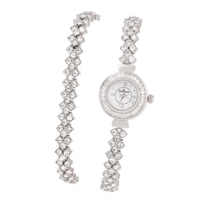 SILVER SOCIAL ANALOG WATCH WITH CRYSTALS