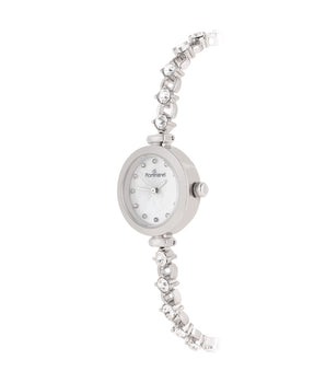 SILVER-TONE ANALOG DRESS WATCH WITH CRYSTALS