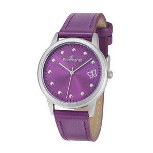 SILVER AND PURPLE ROMMANEL ESSENCE ANALOG WATCH