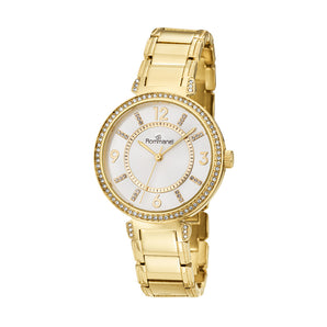 GOLD-TONE ANALOG DRESS WATCH WITH CRYSTALS