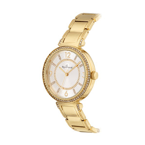 GOLD-TONE ANALOG DRESS WATCH WITH CRYSTALS