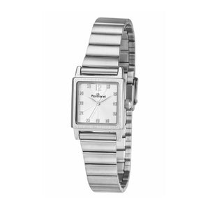 SILVER CRYSTAL SQUARE ANALOG WATCH