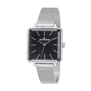 SILVER NOIR SQUARE ANALOG WATCH