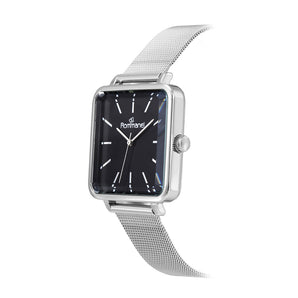SILVER NOIR SQUARE ANALOG WATCH