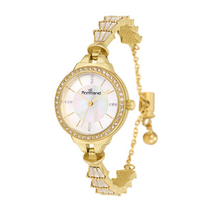 GOLD IVORY EDGE ANALOG WATCH