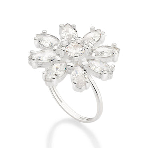 SILVER 925 WEDDING FLOWERS MAXI RING