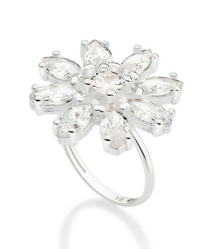 SILVER 925 WEDDING FLOWERS MAXI RING