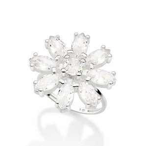 SILVER 925 WEDDING FLOWERS MAXI RING