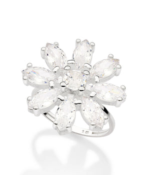 SILVER 925 WEDDING FLOWERS MAXI RING