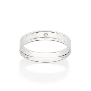 SILVER 925 DOUBLE SHINE WEDDING BAND WITH STONE