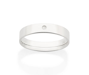 SILVER 925 SOLID WEDDING BAND WITH STONE