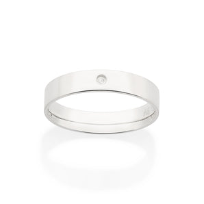 SILVER 925 SOLID WEDDING BAND WITH STONE