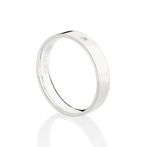 SILVER 925 SOLID WEDDING BAND WITH STONE