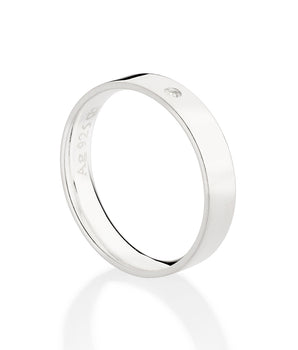 SILVER 925 SOLID WEDDING BAND WITH STONE