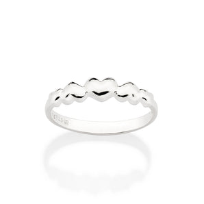 SILVER 925 MULTIPLE HEARTS SKINNY RING