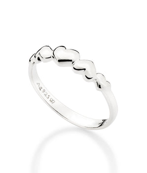 SILVER 925 MULTIPLE HEARTS SKINNY RING