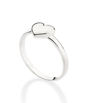 SILVER 925 HEART SKINNY RING