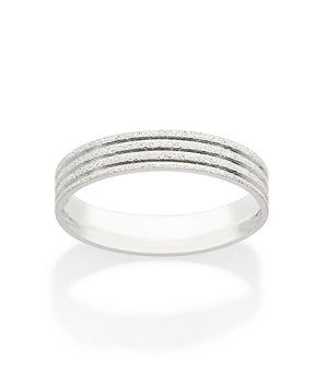 SILVER 925 TRIPLE ROUGH WEDDING BAND