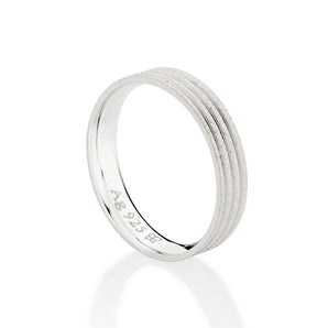 SILVER 925 TRIPLE ROUGH WEDDING BAND