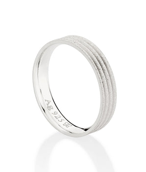 SILVER 925 TRIPLE ROUGH WEDDING BAND