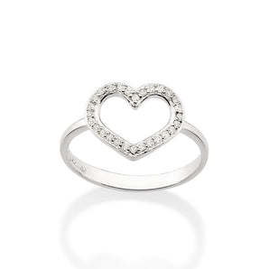 SILVER HOLLOW HEART SKINNY RING