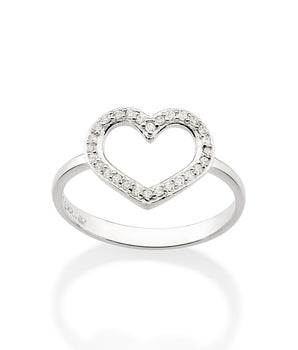 SILVER HOLLOW HEART SKINNY RING