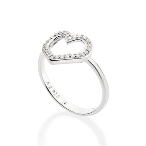 SILVER HOLLOW HEART SKINNY RING