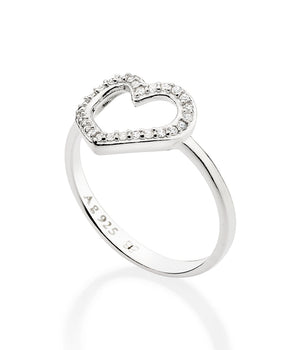 SILVER HOLLOW HEART SKINNY RING