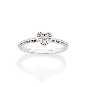 SILVER MINI HEART SKINNY RING