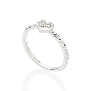 SILVER MINI HEART SKINNY RING
