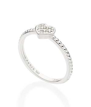 SILVER MINI HEART SKINNY RING