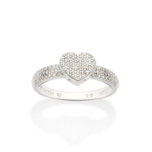 SILVER THICK HEART RING