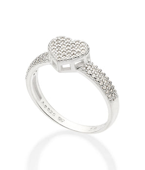 SILVER THICK HEART RING