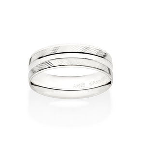 SILVER 925 LINED WEDDING BAND