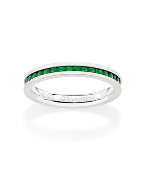 SILVER 925 STUDDED WEDDING BAND IN GREEN